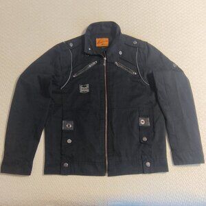 American Boy Jeans Racer Biker Jacket Black Women's Large Light Bomber Jacket